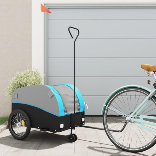 Cykelanhænger 45 kg - jern, sort/blå