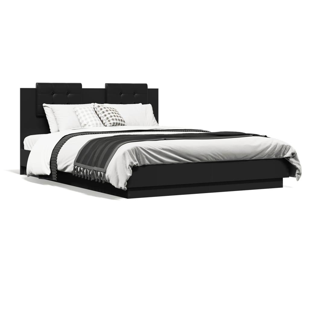 Sengeramme med LED uden madras 150x200 cm sort