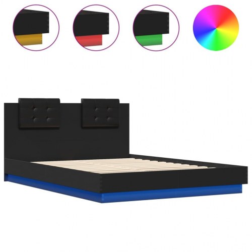 Sengeramme med LED uden madras 150x200 cm sort