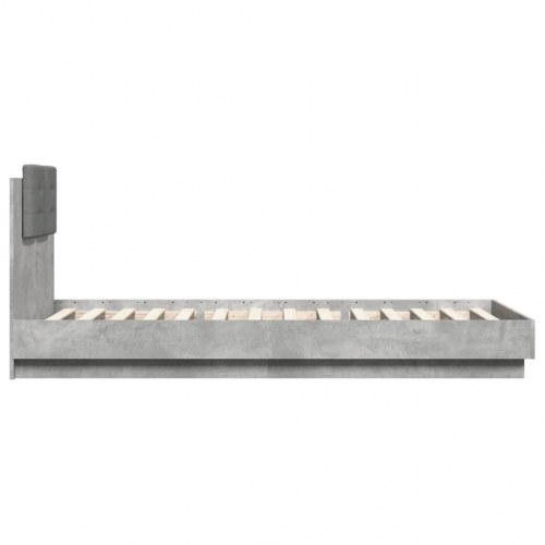 Sengeramme med sengegavl og LED-lys 100 x 200 cm - betongrå