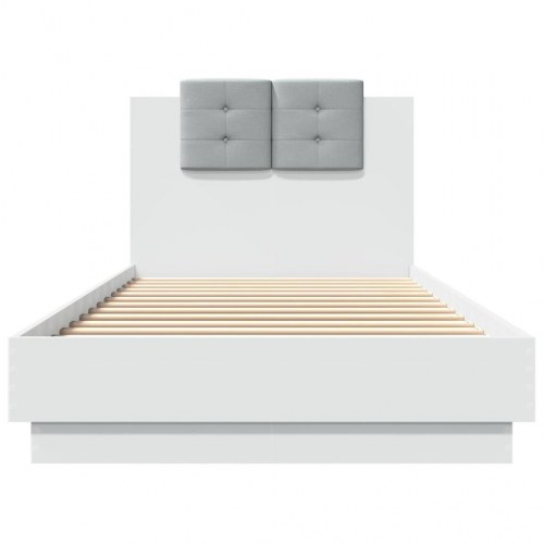 Sengeramme med sengegavl og LED-lys 90 x 200 cm - hvid