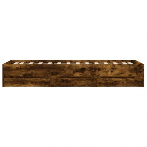 Sengeramme med skuffer 90x200 cm - konstrueret træ, røget eg