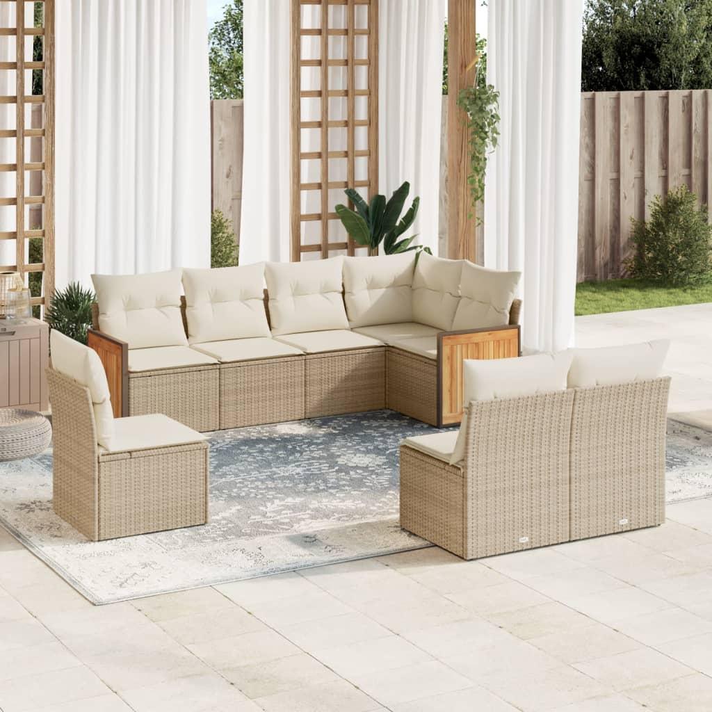 Sofasæt Til Haven 9 Dele Med Hynder Polyrattan - beige og cremefarvet / Uden bord