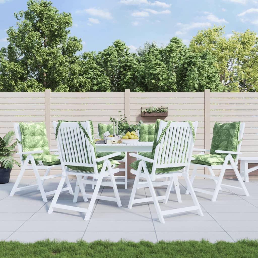 Stolehynder med lav ryg 6 stk. oxfordstof bladmønster