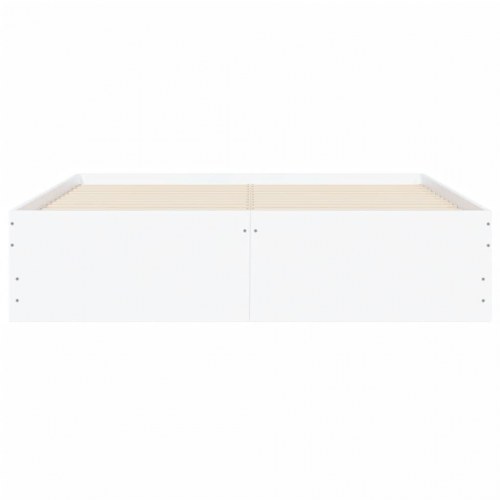 Sengeramme med 6 skuffer 135x190 cm i konstrueret træ hvid højglans
