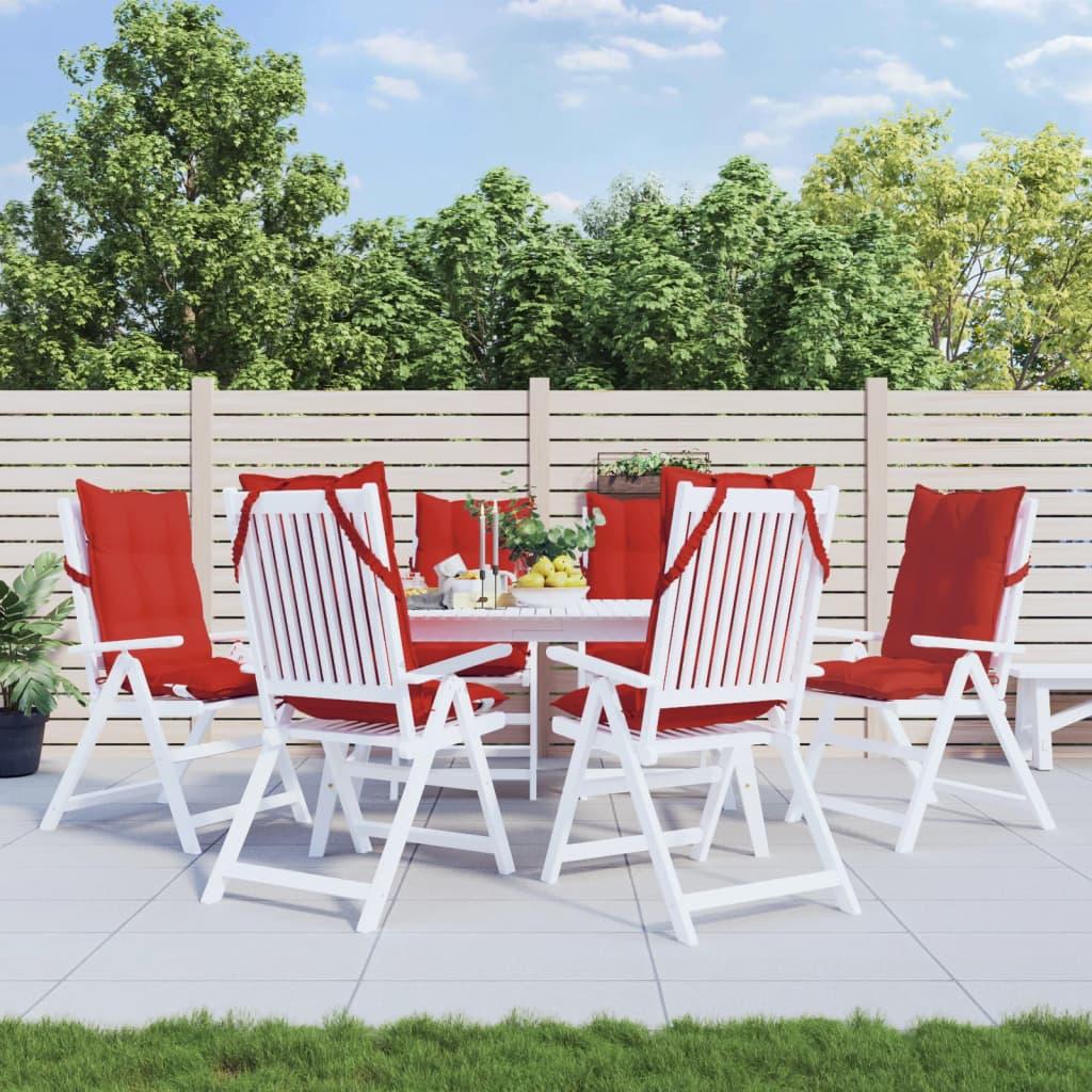 Stolehynder m. høj ryg 6 stk. oxfordstof rød