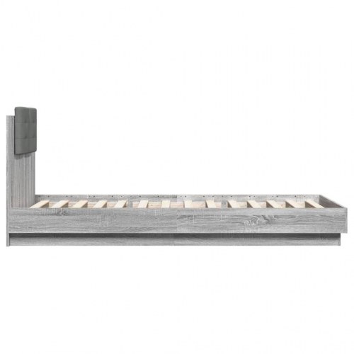 Sengeramme med sengegavl og LED-lys 90 x 200 cm - grå sonoma-eg