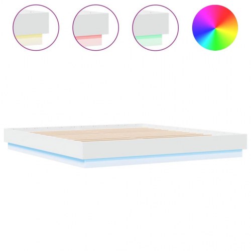 Sengeramme med LED-lys 200 x 200 cm - hvid