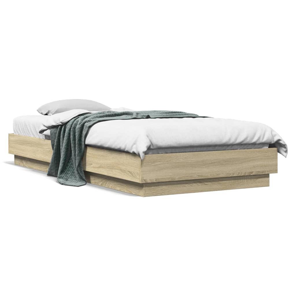 Sengeramme Med Led-Lys - Sonoma-eg / 90 x 200 cm