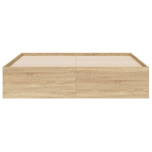Sengeramme med skuffer 140x200 cm - konstrueret træ i sonoma-eg