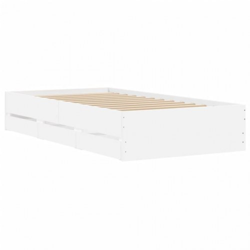 Sengeramme med skuffer 90×200 cm - hvid, konstrueret træ