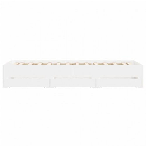 Sengeramme med skuffer 90×200 cm - hvid, konstrueret træ
