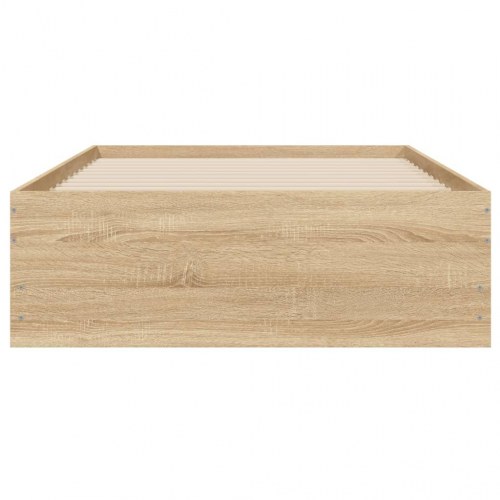 Sengeramme med 6 skuffer 90x200 cm i konstrueret træ sonoma-eg
