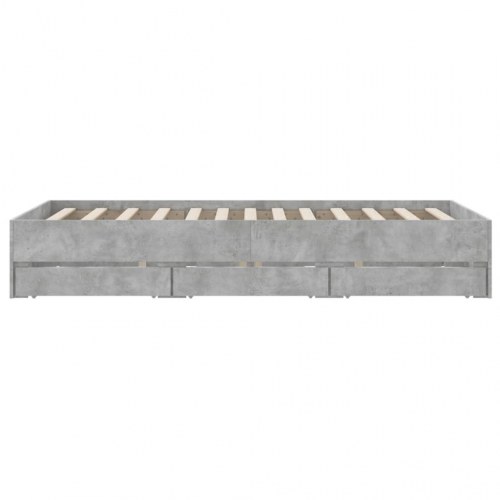 Sengeramme med 6 skuffer 135x190 cm - konstrueret træ, betongrå