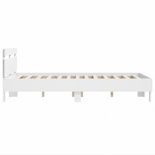 Sengeramme med sengegavl og RGB LED-lys 135x190 cm - hvid