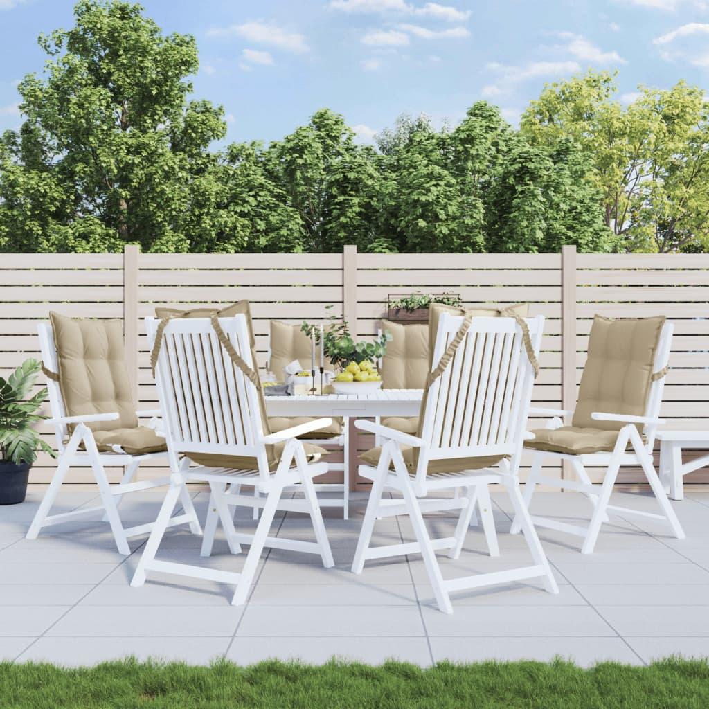 Stolehynder m. høj ryg 6 stk. oxfordstof beige