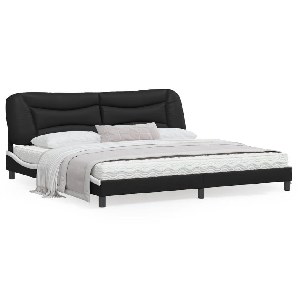Sengeramme uden madras Hvar 200x200 cm kunstlæder sort og hvid