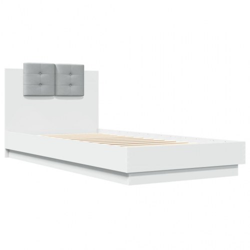 Sengeramme med sengegavl og LED-lys 100 x 200 cm - hvid
