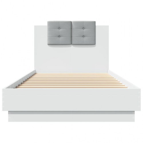 Sengeramme med sengegavl og LED-lys 100 x 200 cm - hvid