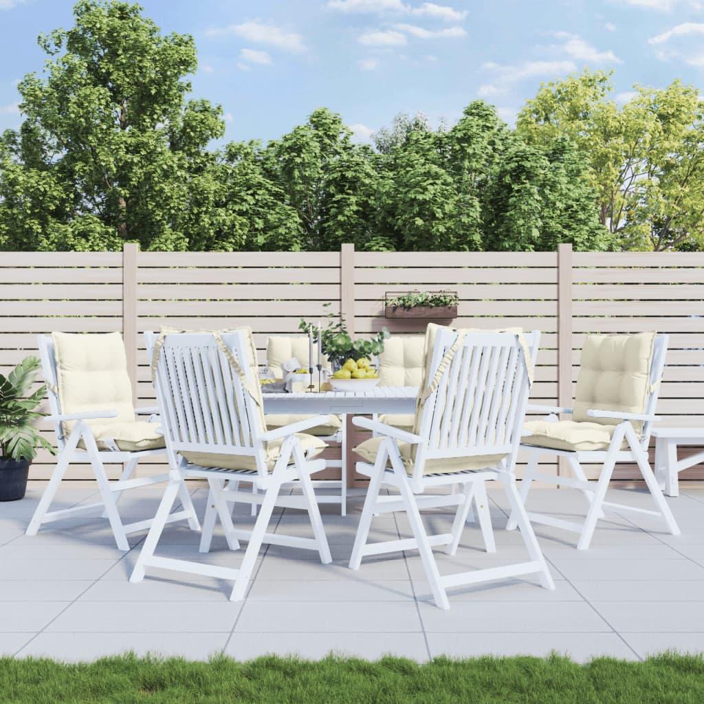 Stolehynde med lav ryg 6 stk. oxfordstof cremefarvet