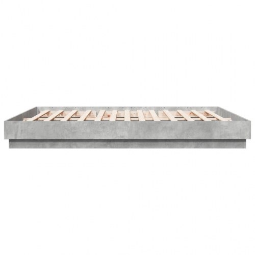 Sengeramme med LED-lys 200x200 cm betongrå