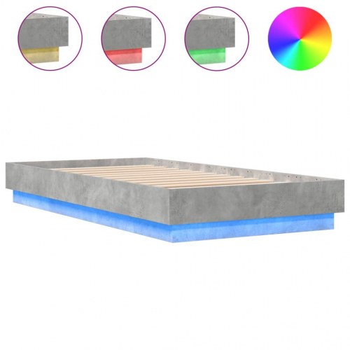 Sengeramme med LED-lys 75x190 cm - betongrå