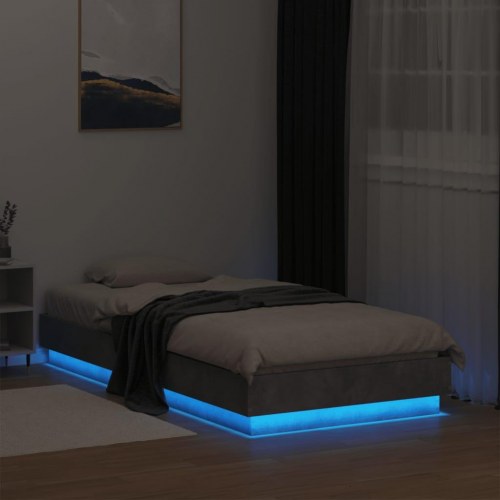 Sengeramme med LED-lys 75x190 cm - betongrå