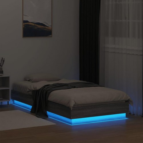 Sengeramme med LED-lys 75 x 190 cm - grå sonoma-eg