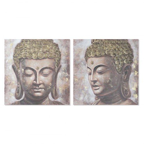 Maleri på lærred - Buddha, orientalsk, 100 × 100 cm, 2 stk.