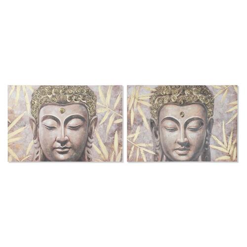 Maleri Home ESPRIT Buddha Orientalsk 120 x 3 x 80 cm (2 enheder)