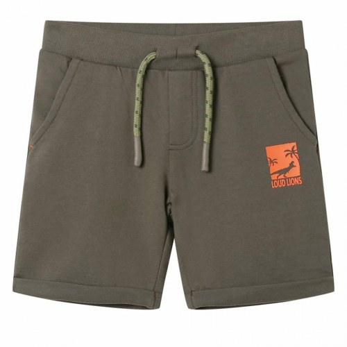 Shorts til børn str. 116 - mørk kakifarve med snøre