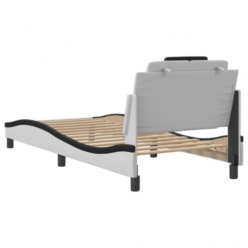 Sengeramme med hovedgærde 80x200 cm - kunstlæder, hvid/sort - Viana