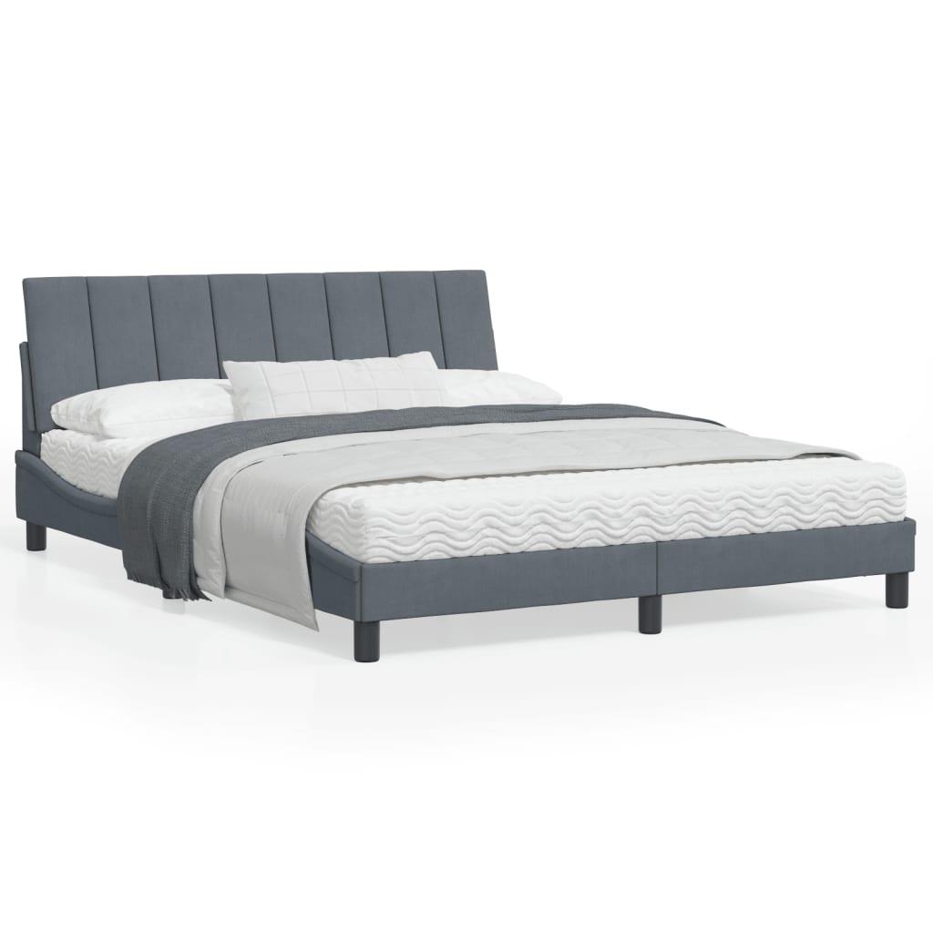 Sengeramme Uden Madras Fløjl - Mørkegrå / 160 x 200 cm