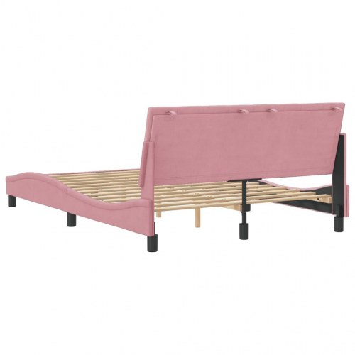 Sengeramme Hanko 120 x 200 cm i fløjl med hovedgærde - pink