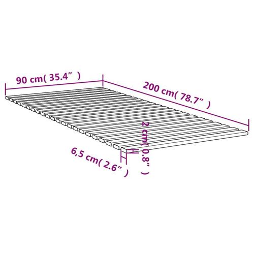 Sengelameller 90x200 cm massivt fyrretræ
