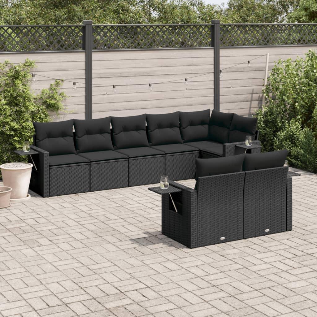 Sofasæt Til Haven 9 Dele Med Hynder Polyrattan Beige - Sort / Uden bord