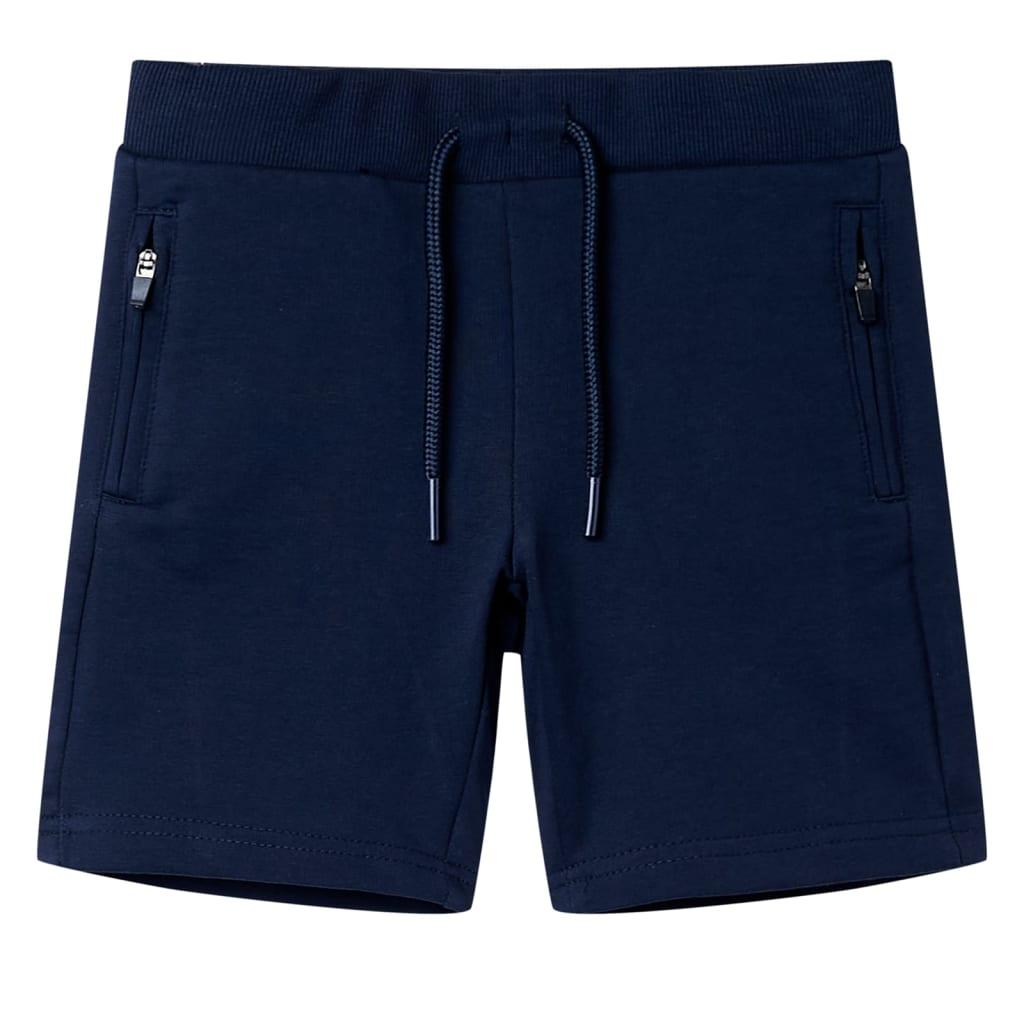 Børneshorts str. 116 - marineblå, elastisk linning og snøre