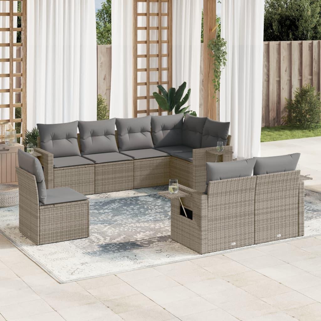 Sofasæt Til Haven 8 Dele Med Hynder Polyrattan - Grå / Uden bord