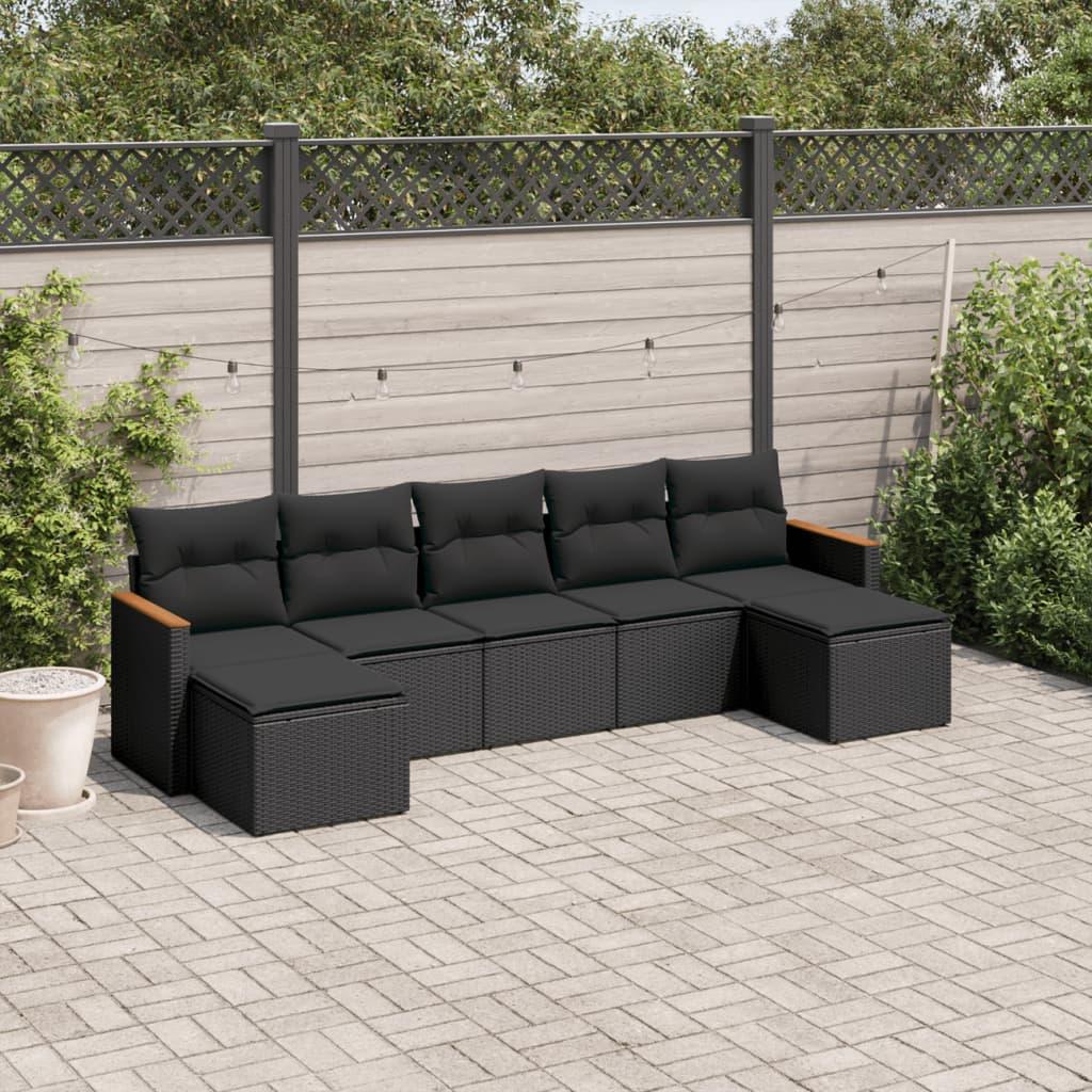 Sofasæt Til Haven 8 Dele Med Hynder Polyrattan - Sort / Uden bord