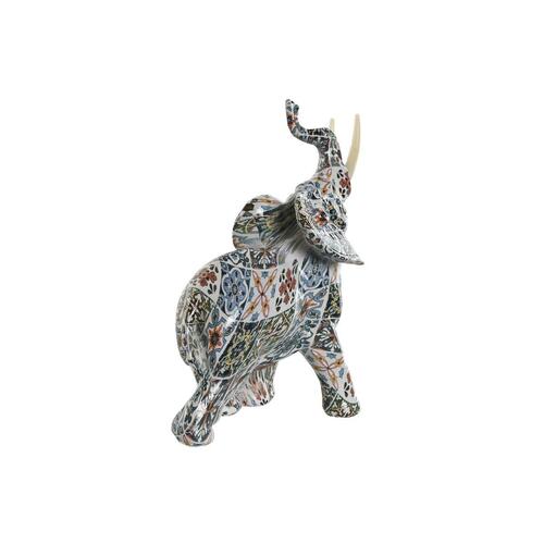 Dekorativ figur Home ESPRIT Multifarvet Elefant Middelhavet 16 x 7 x 17 cm (2 enheder)