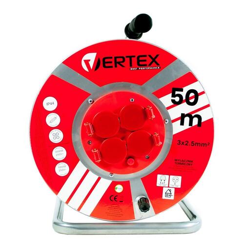 Forlængerledning Vertex PB50METAL Sort Sølv 50 m