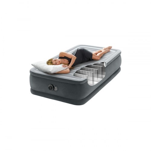 Intex Fiber-Tech Comfort-Plush oppustelig madras - enkeltseng 99 × 191 × 46 cm med indbygget pumpe