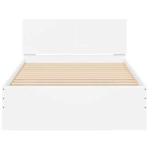 Sengeramme med sengegavl og LED-lys 100x200 cm hvid