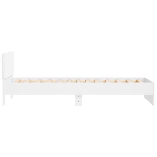 Sengeramme med sengegavl og LED-lys 100x200 cm hvid