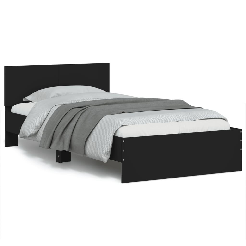 Sengeramme Med Sengegavl Led Lys 100x200 Sort