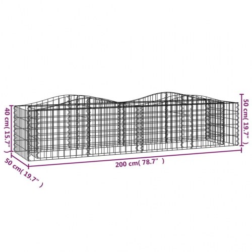 Buet gabion-højbed 200×50×50 cm - galvaniseret jern