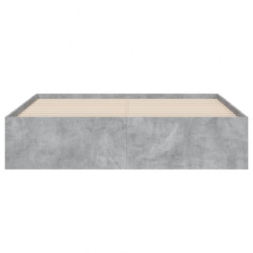 Sengeramme med skuffer 150×200 cm - konstrueret træ, betongrå
