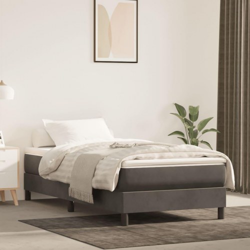 Springmadras med pocketfjedre - medium 120×190×20 cm, fløjl mørkegrå