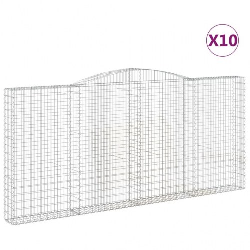 Buede gabionkurve - 10 stk. 400 × 30 × 180/200 cm i galvaniseret jern