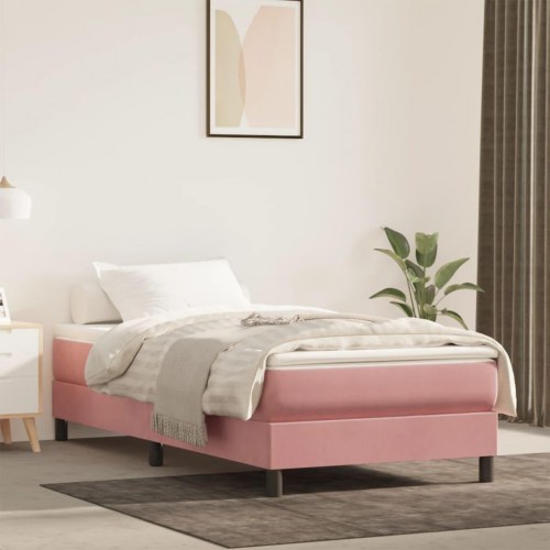 Springmadras med pocketfjedre - medium 120×190×20 cm, fløjl lyserød
